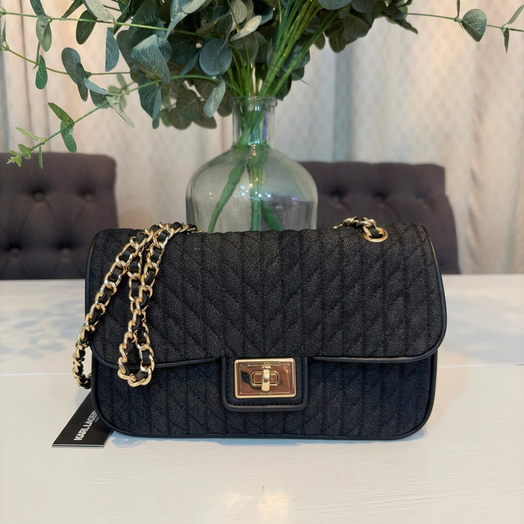 Karl Lagerfeld Black Denim Shoulder