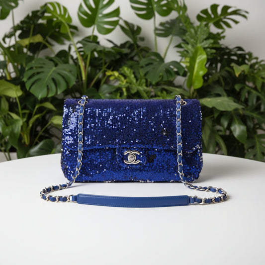 Chanel Blue Sequin Single Flap