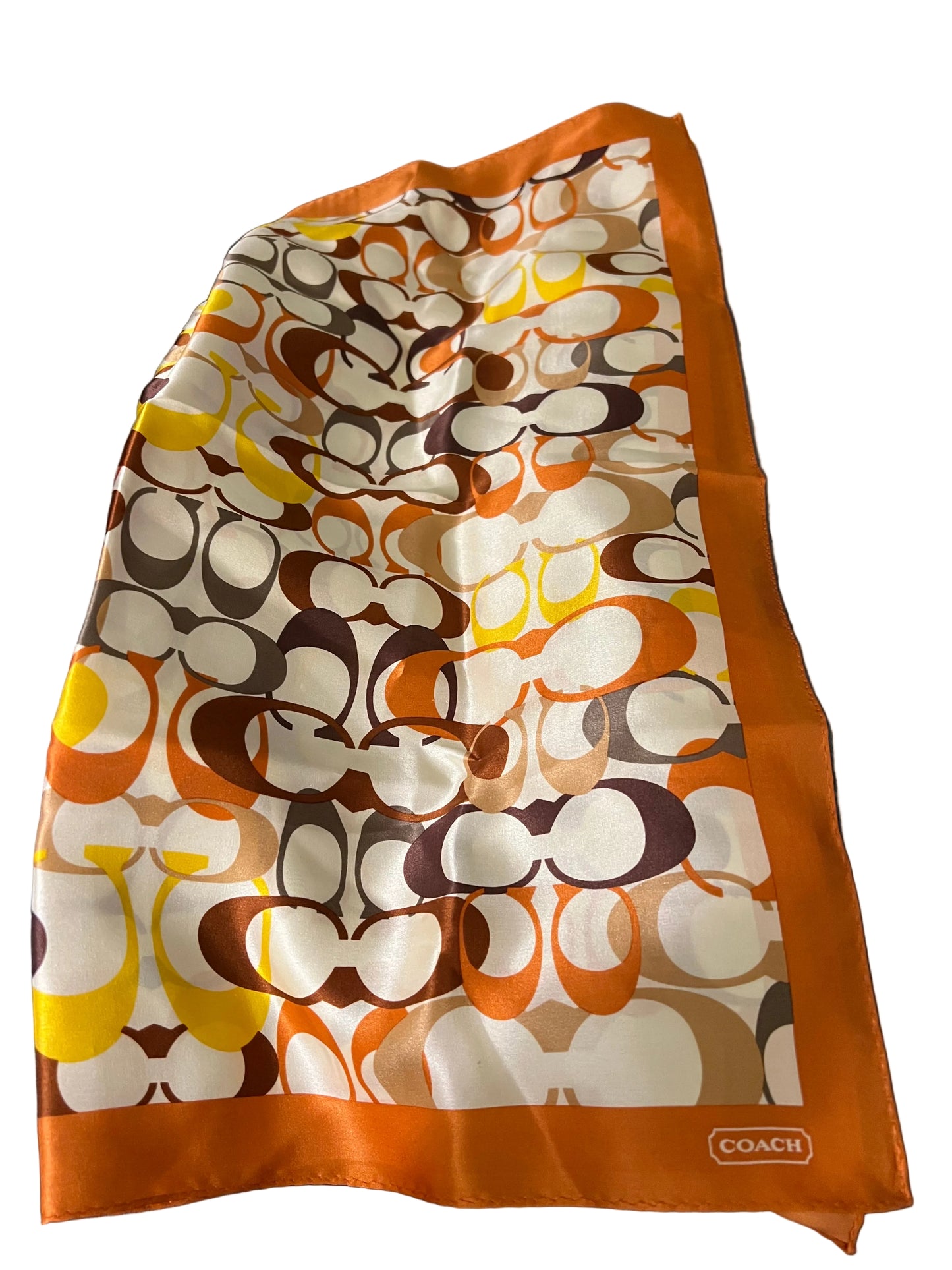 Coach Brown Logo Silk Scarf