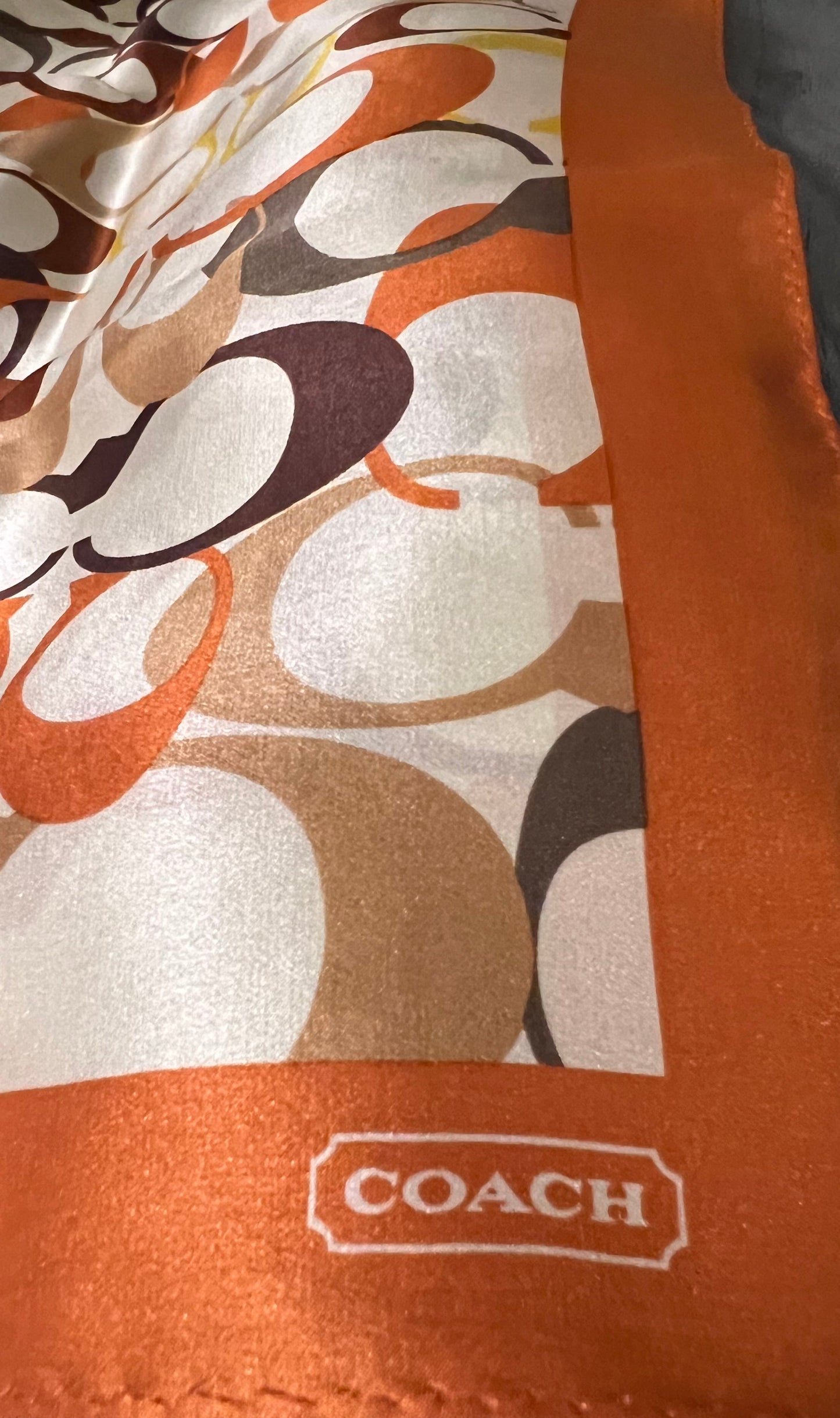 Coach Brown Logo Silk Scarf