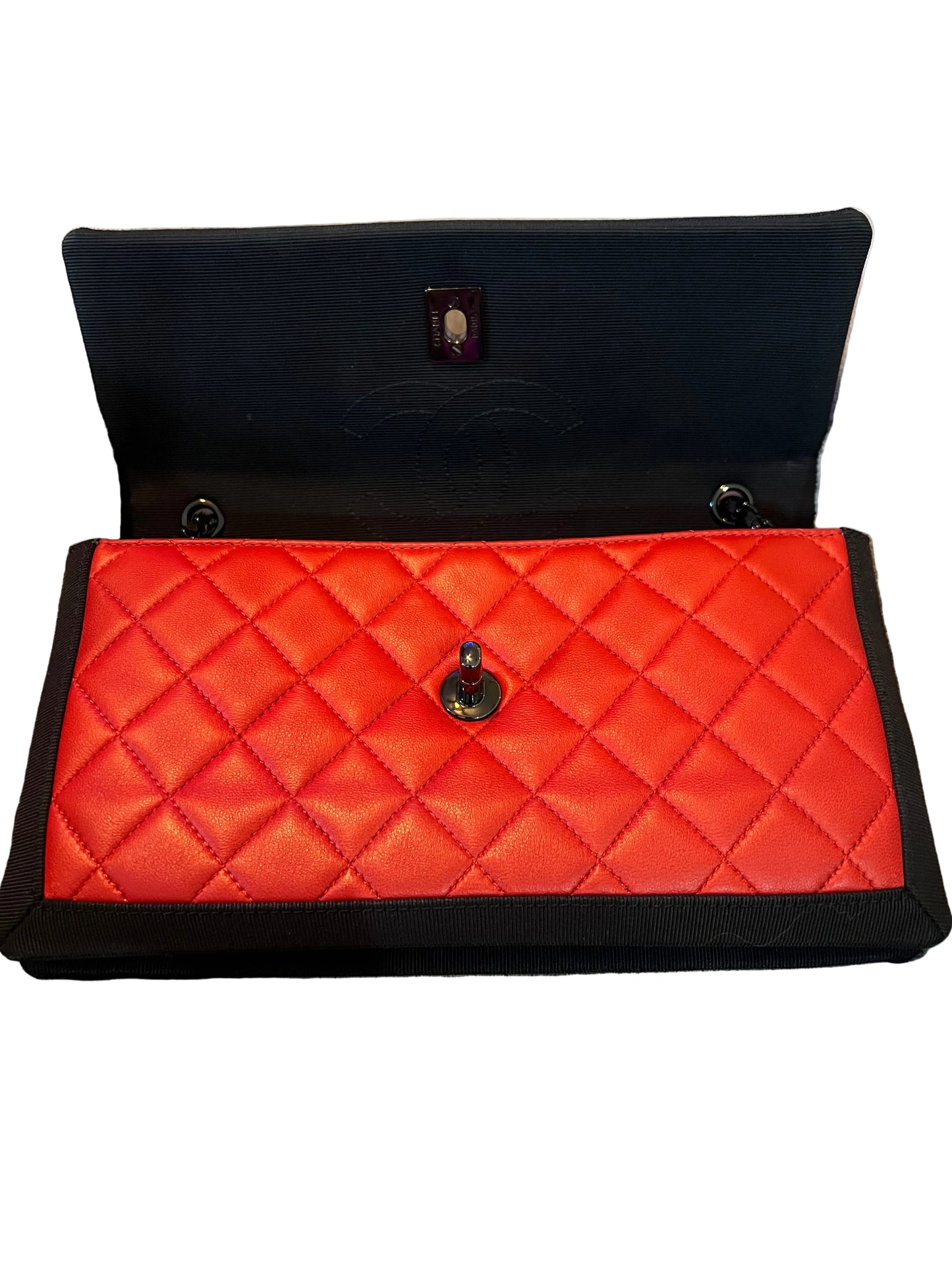Chanel Red Quilted Lambskin w/Grossgrain Ribbon Trim