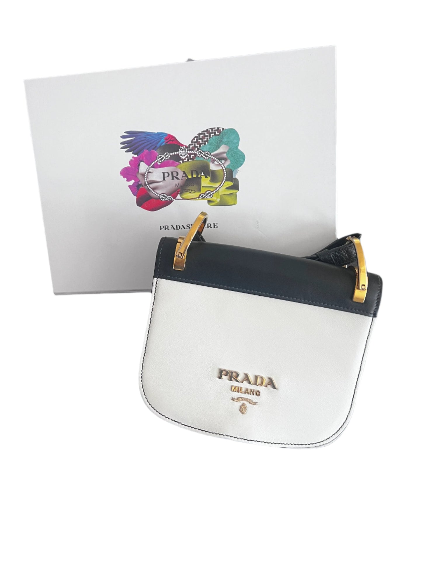 Prada City Calf Bag in Black and White