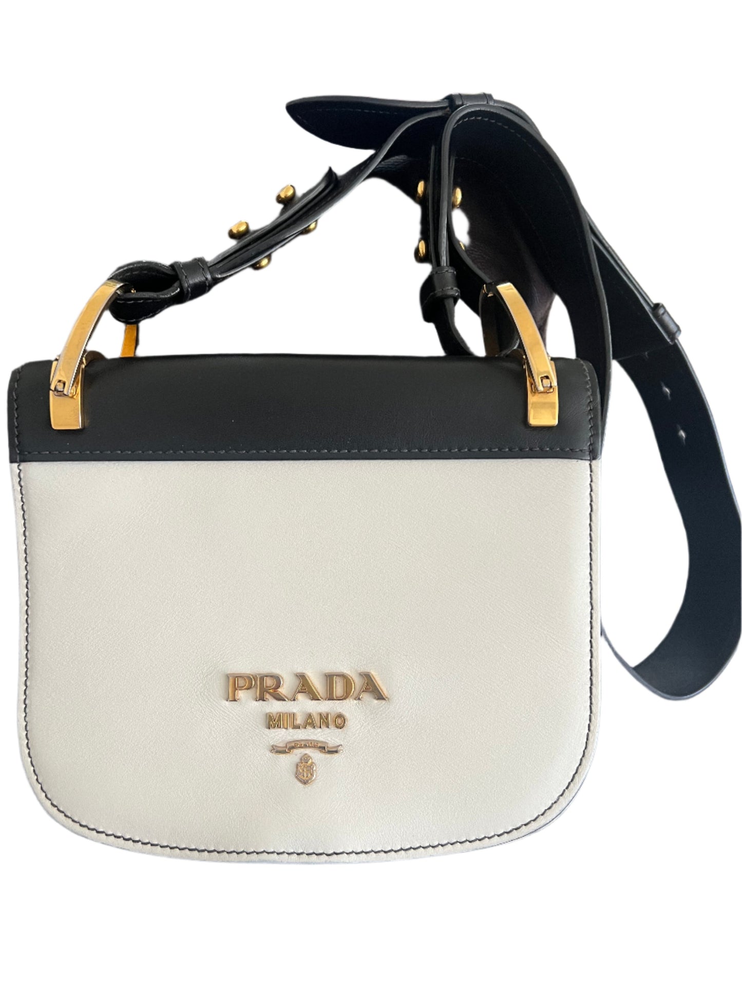 Prada City Calf Bag in Black and White