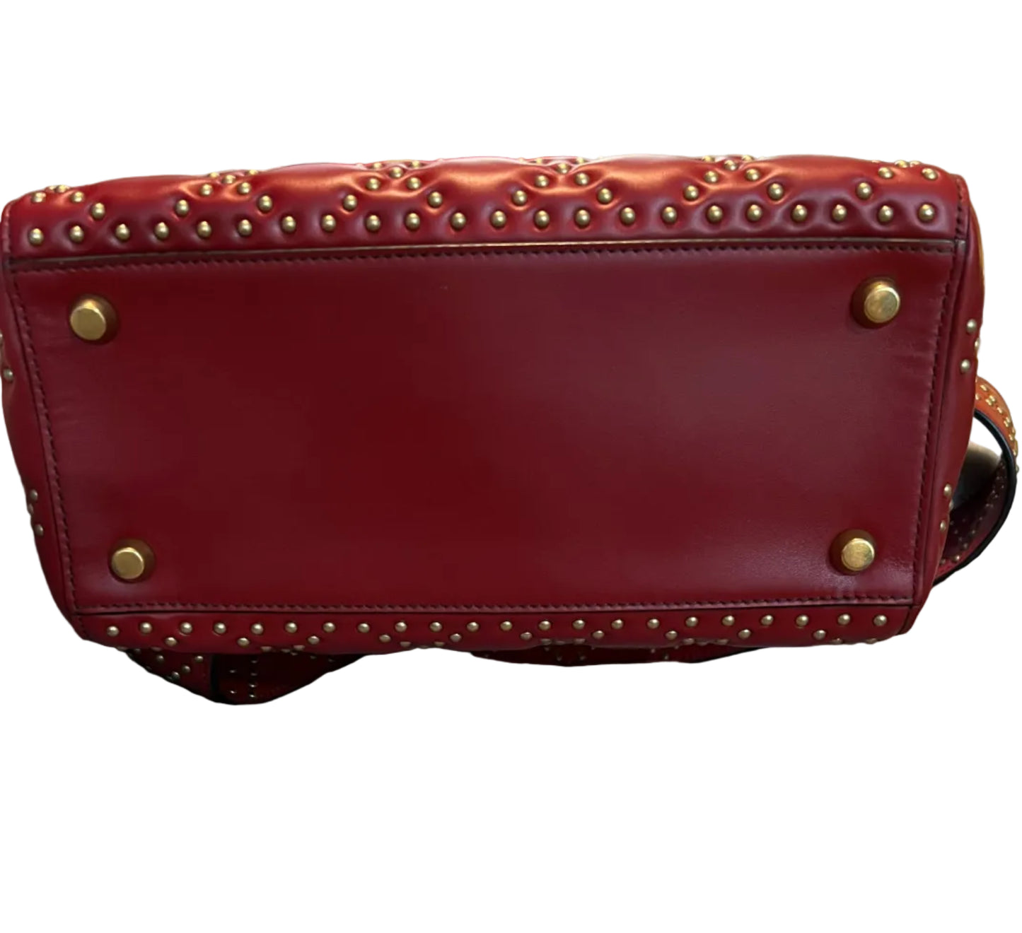 Dior Red Lambskin Vintage Studded Medium Lady Dior