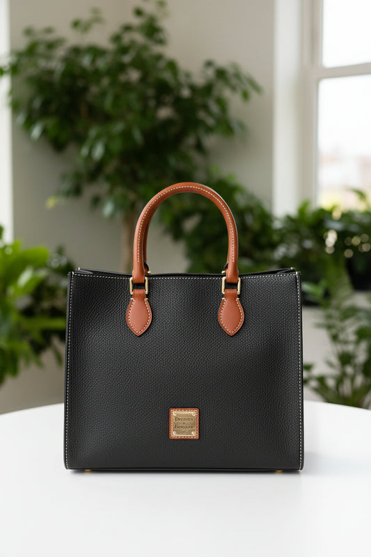 Dooney & Bourke Black Pebbled Leather Janine