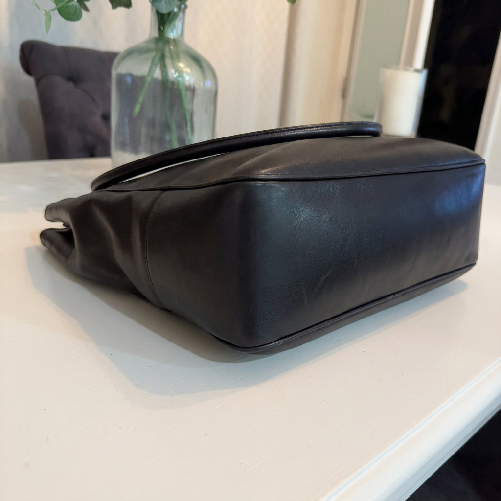 Chanel Black Lambskin Coco Mark Large Leather Tote