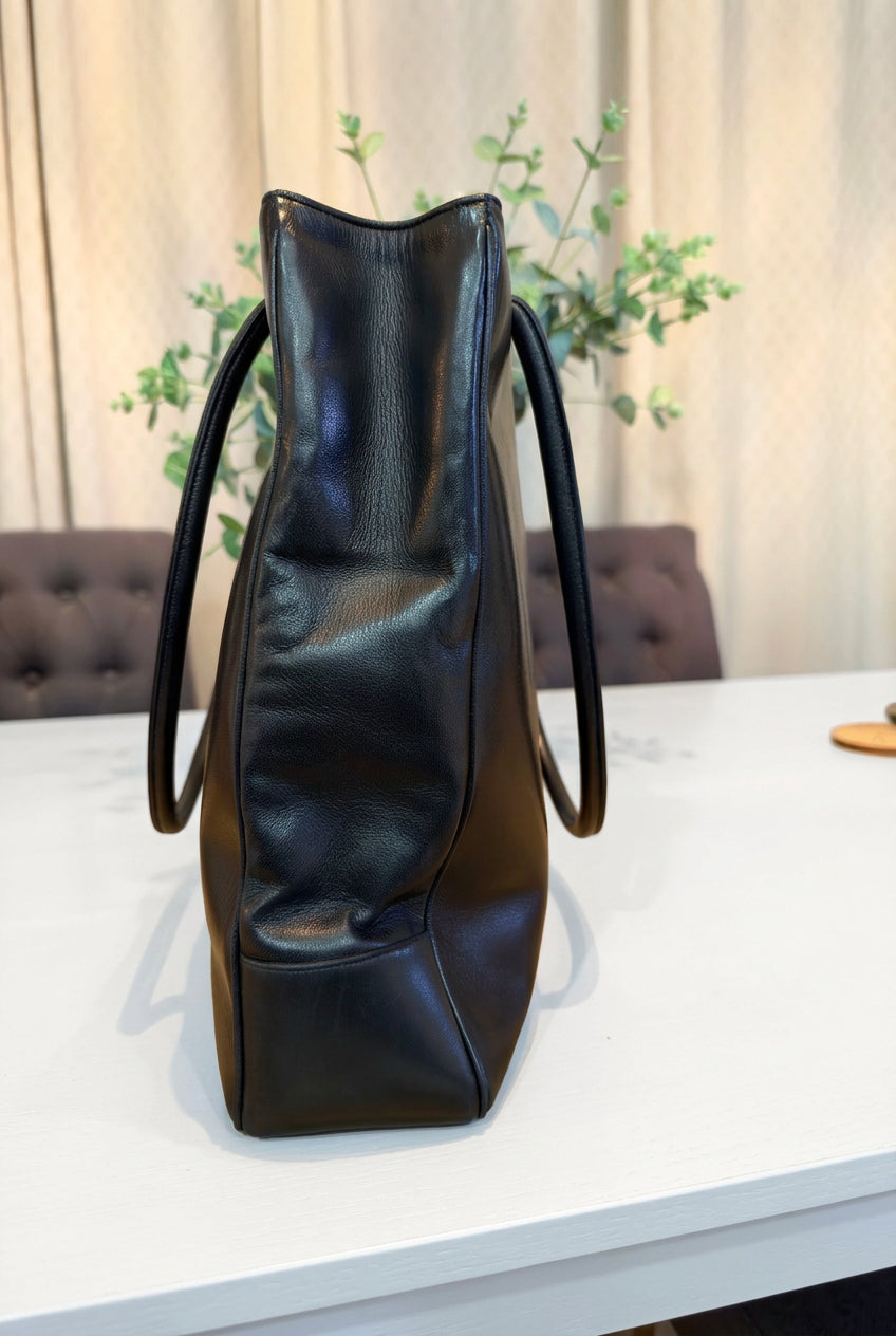 Chanel Black Lambskin Coco Mark Large Leather Tote