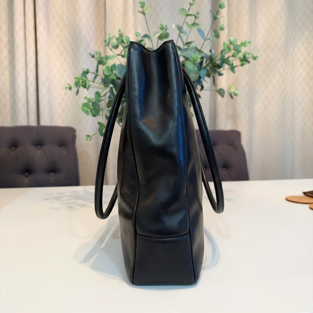 Chanel Black Lambskin Coco Mark Large Leather Tote