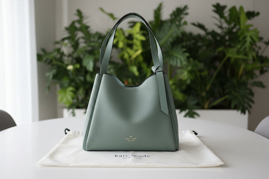 Kate Spade Balsam Green Pebbled Leather Knott Carryall