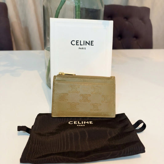 Celine Sage Embossed Card Holder