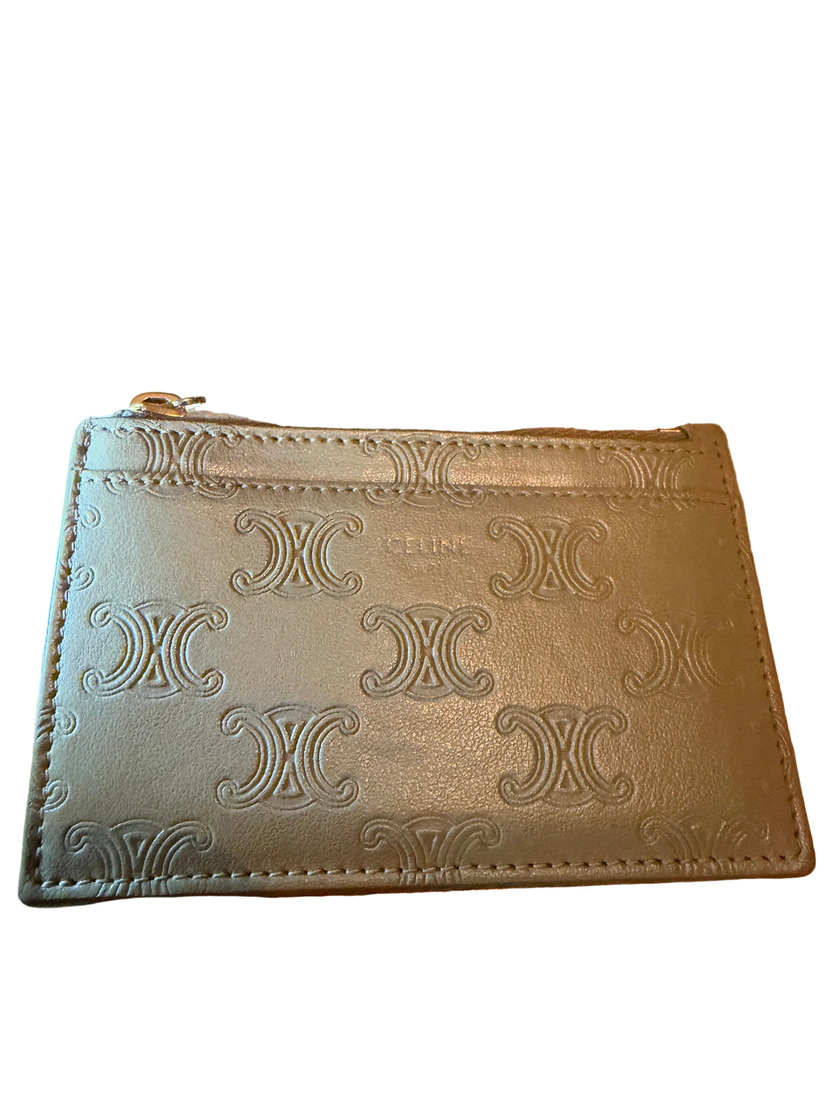 Celine Sage Embossed Card Holder