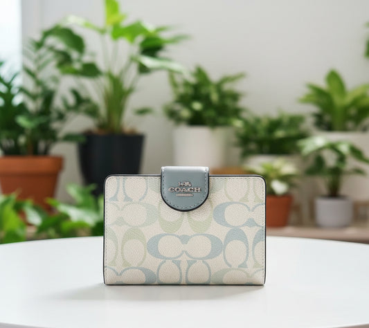 Coach Blue Green Medium Corner Wallet