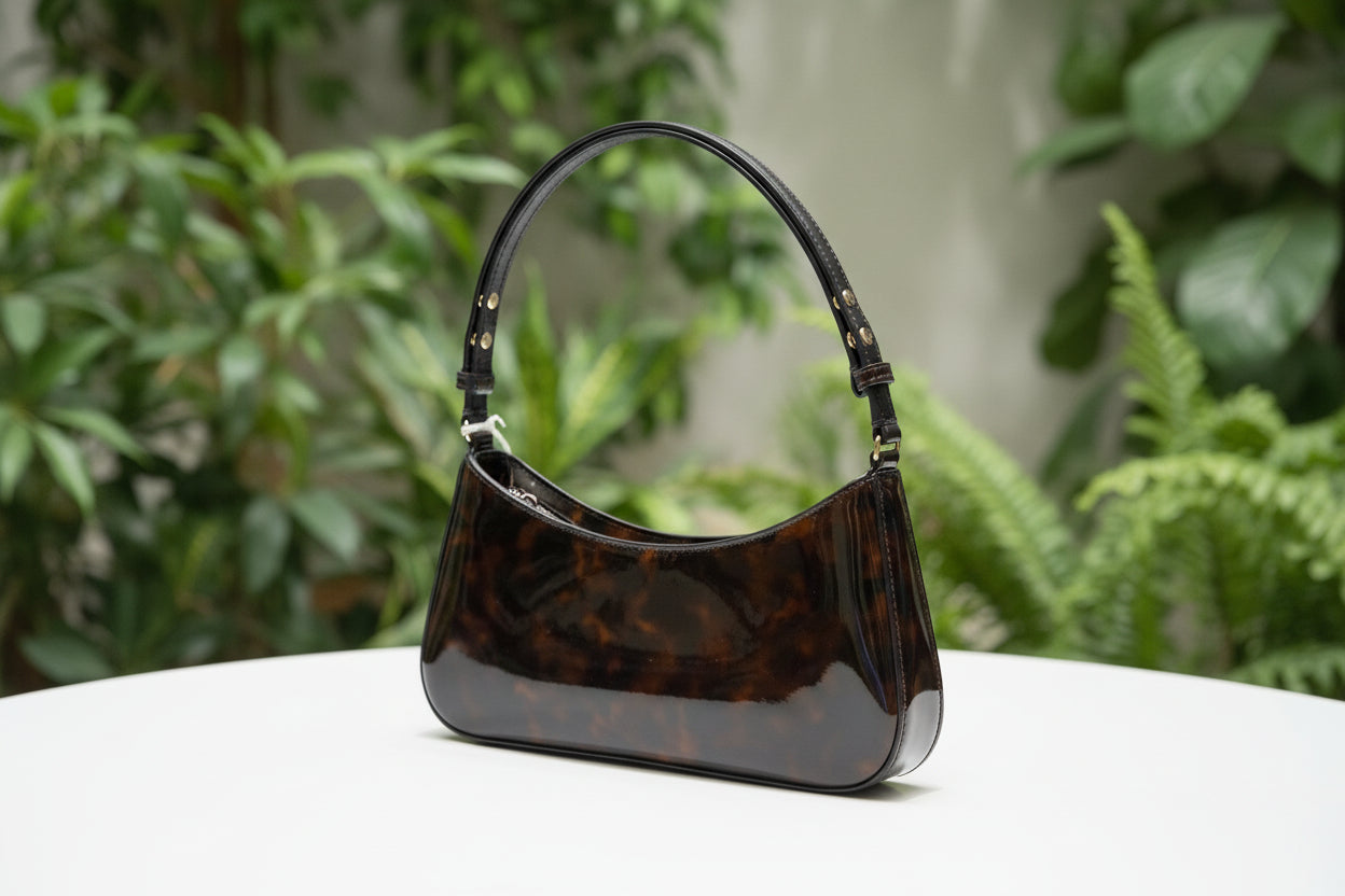 Tory Burch Tortoise Patent Leather Shoulder Bag w/Wallet