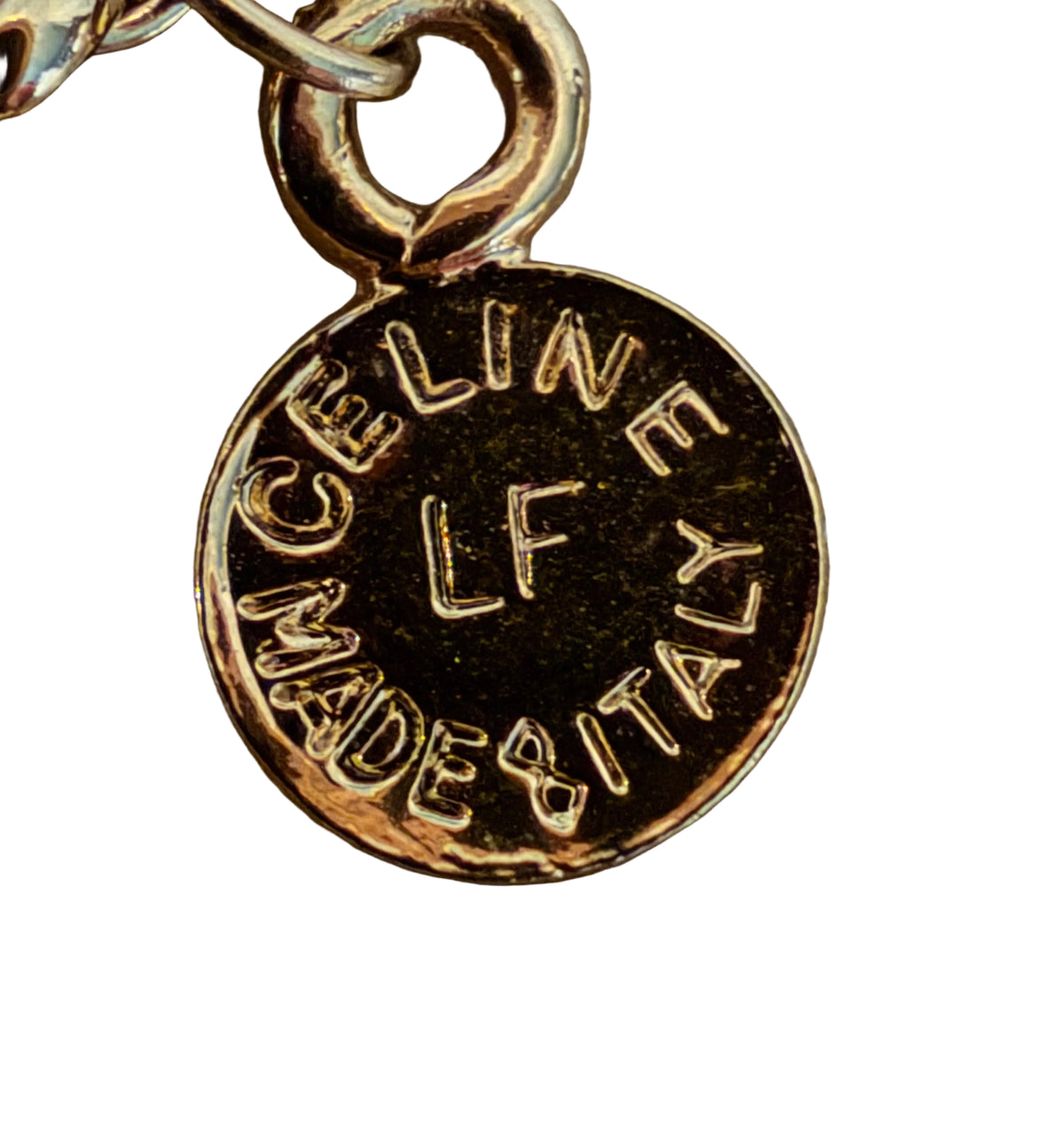 Celine Vintage Blason Double-C Rhinestone Chain Bracelet