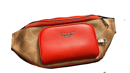 Coach Red Leather and Signature Canvas Bum Bag