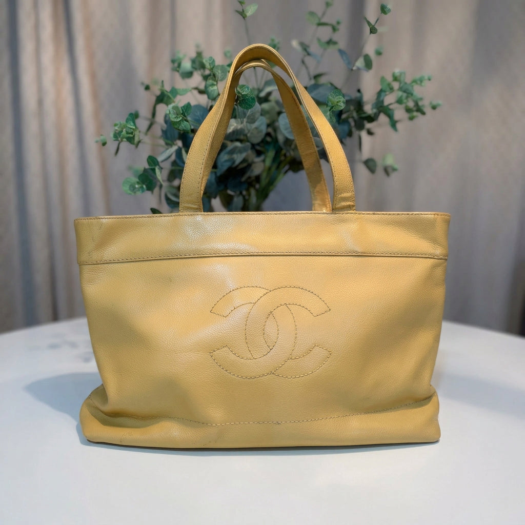 Chanel Vintage Caviar Leather CC Stitched Tote