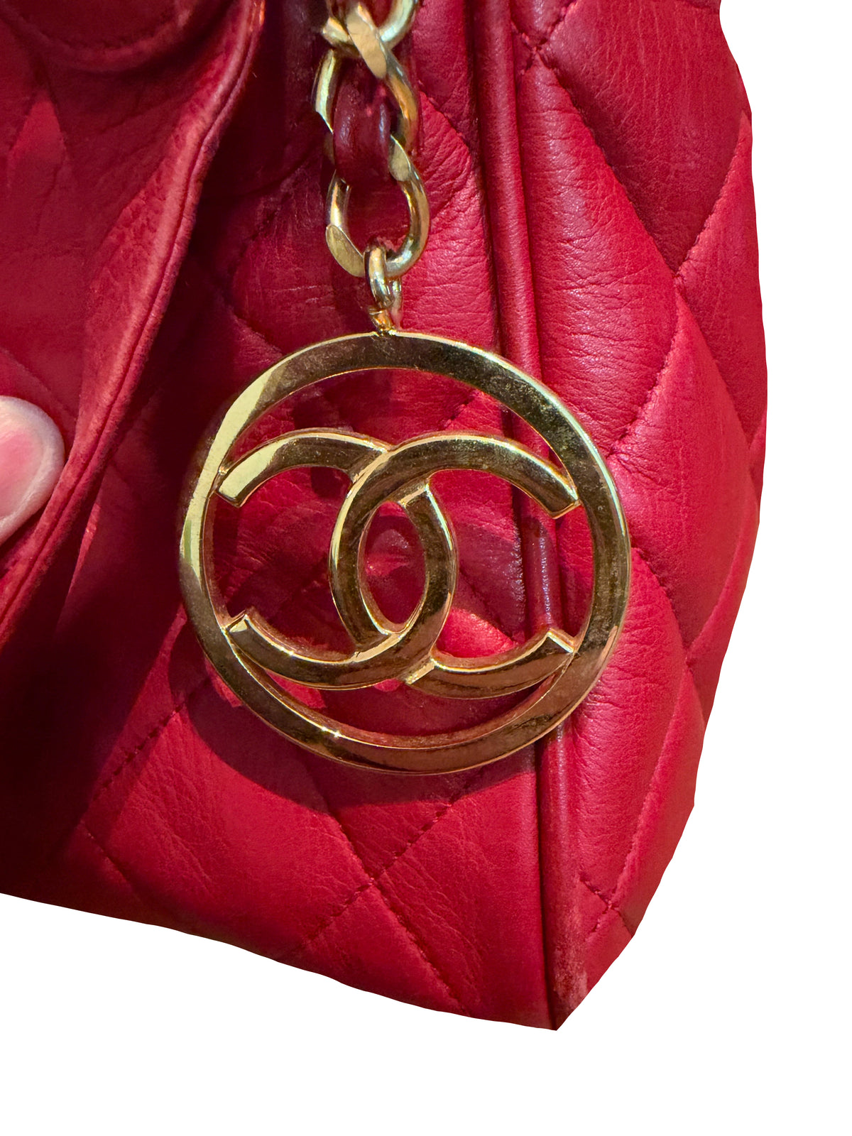 Chanel Vintage Red Lambskin Quilted Camera Bag