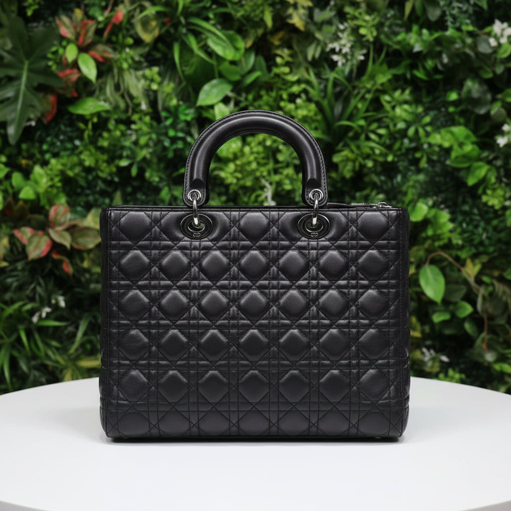 Dior Large Ultra Black Cannage Lady Dior