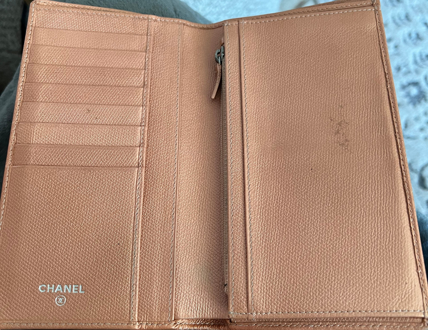 Chanel Peach Leather Wallet