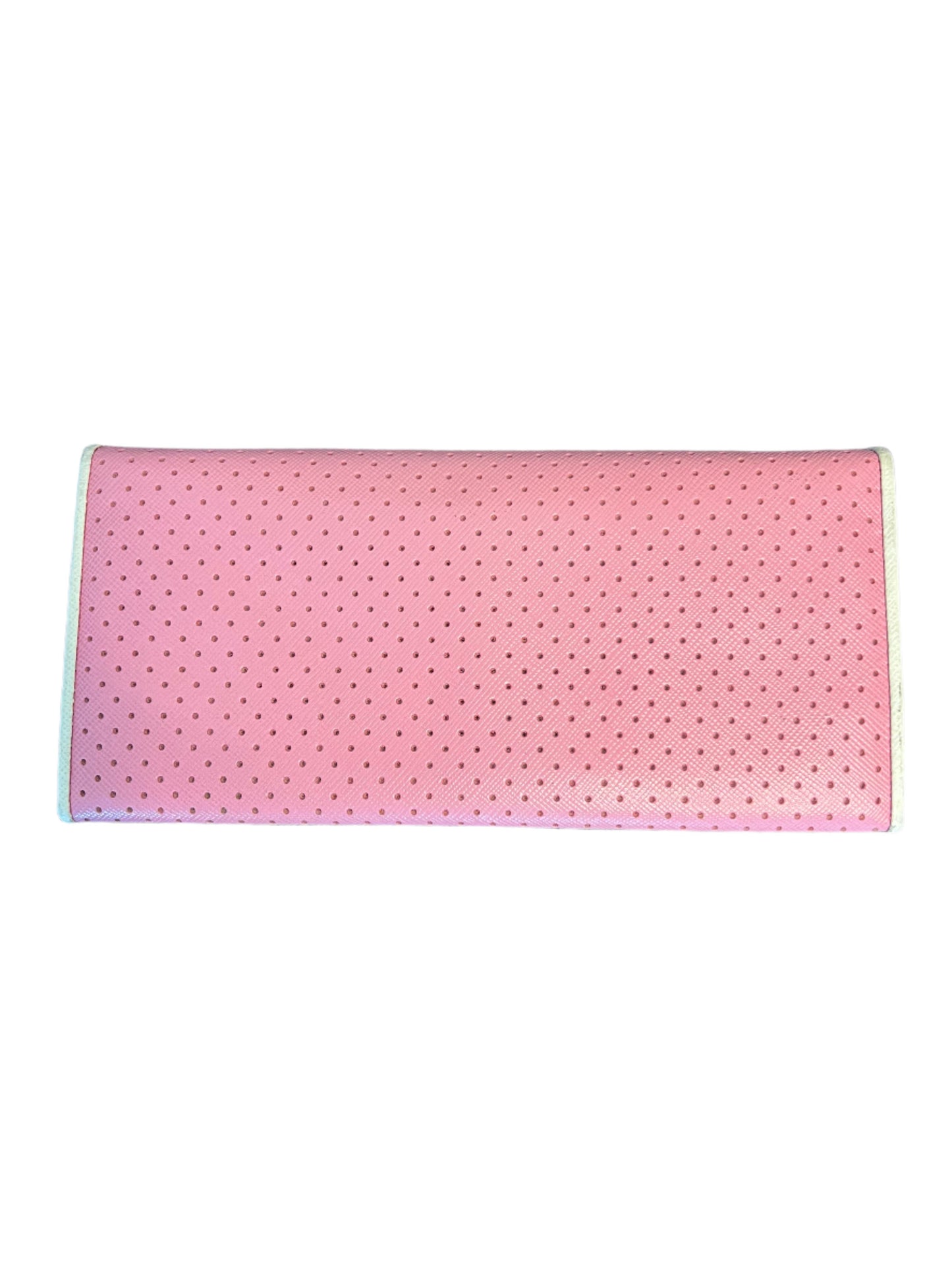 Prada Perforated Pink Leather Wallet