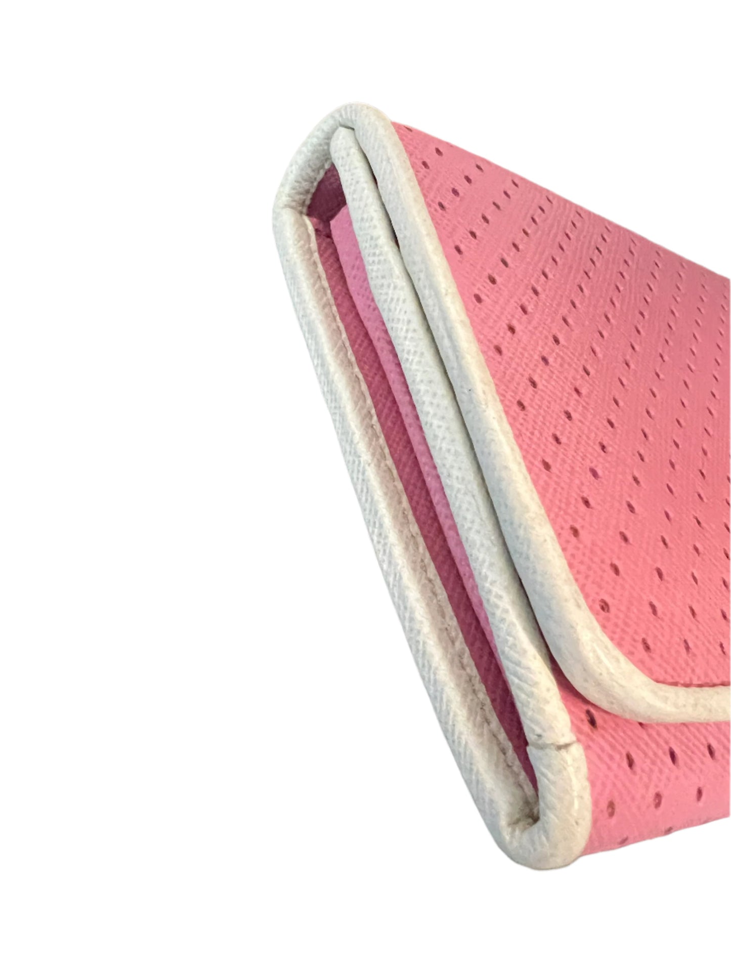 Prada Perforated Pink Leather Wallet