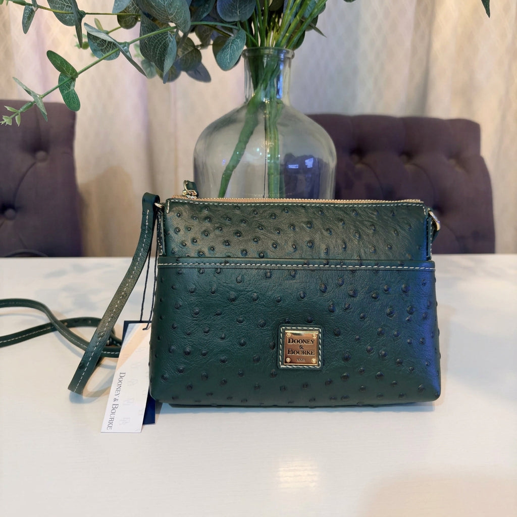 Dooney & Bourke Green Ginger Ostrich Crossbody