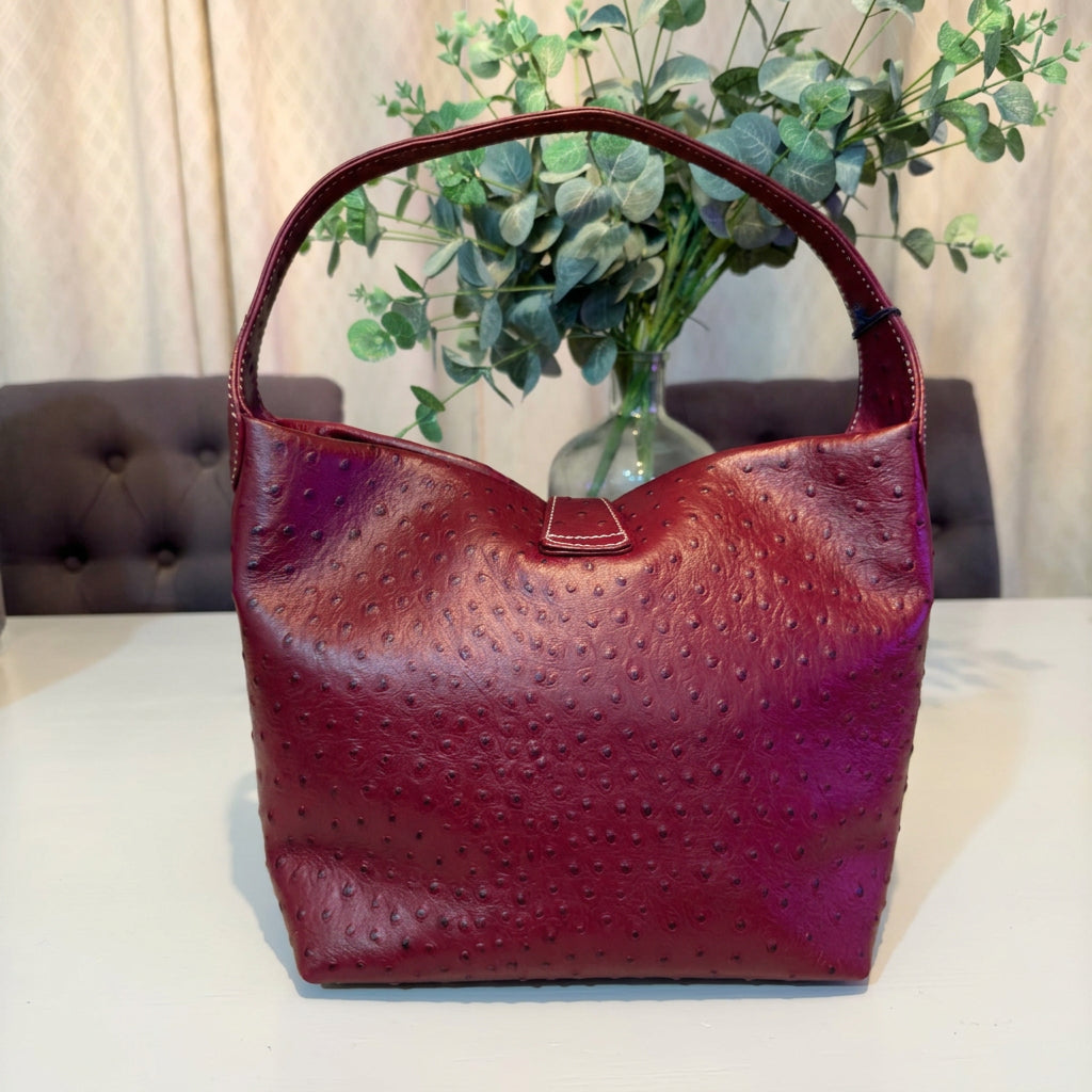 Dooney & Bourke Embossed Ostrich Logo Lock Hobo