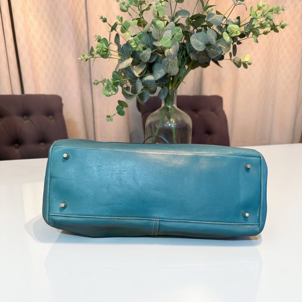 Coach Limited Edition Teal Leather Turnlock Satchel