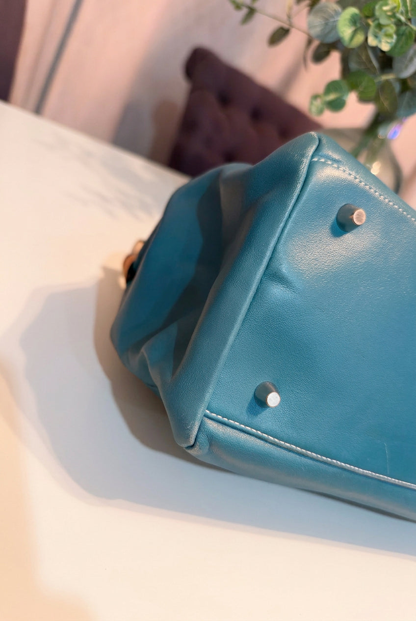 Coach Limited Edition Teal Leather Turnlock Satchel