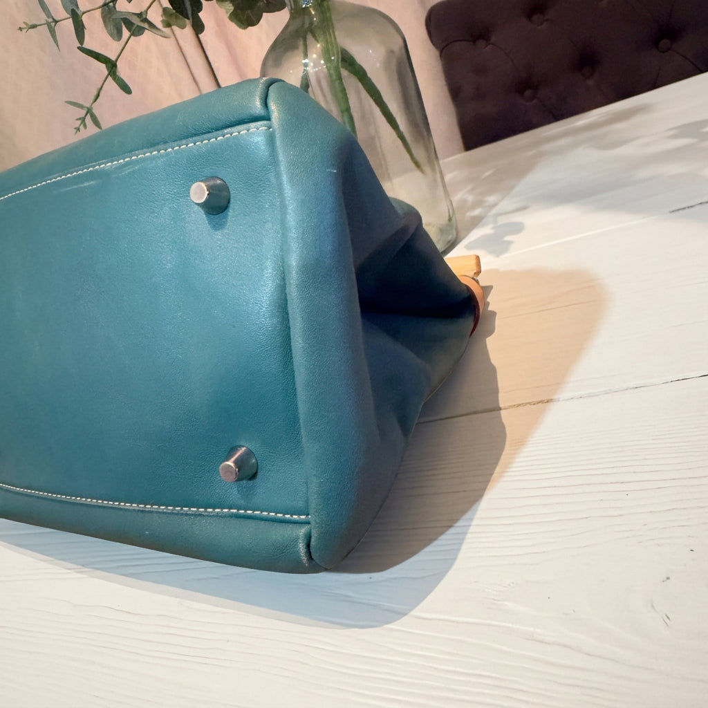 Coach Limited Edition Teal Leather Turnlock Satchel
