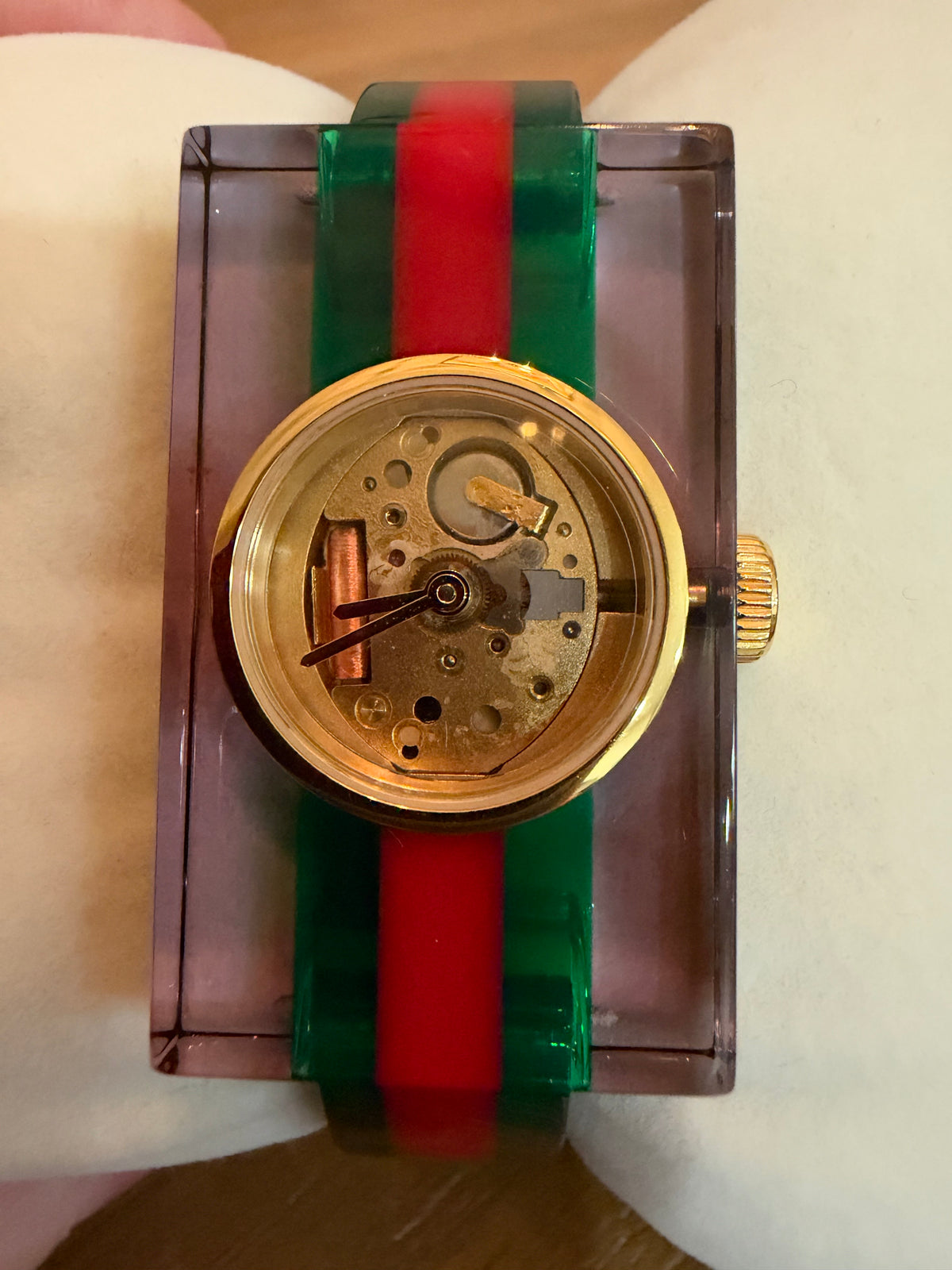 Gucci Vintage Web Plexiglass Bangle Watch