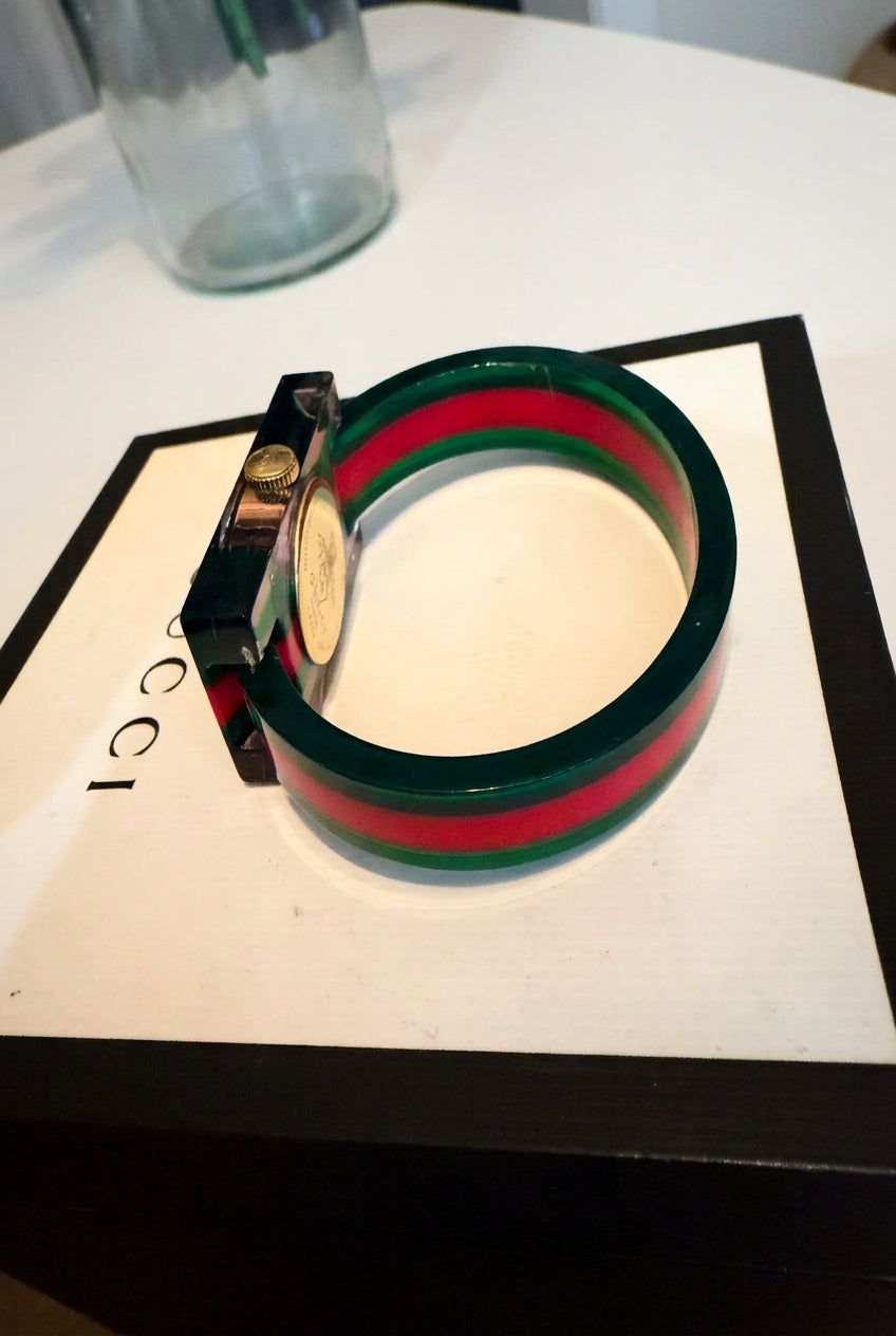 Gucci Vintage Web Plexiglass Bangle Watch