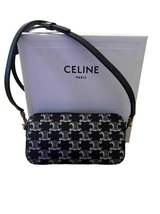 Celine Horizontal Pouch Triomphe Shoulder Bag Black