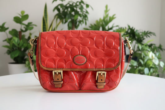 PREVIEW-DROP NEXT TIKTOK LIVE-Coach Patent Orange Messenger