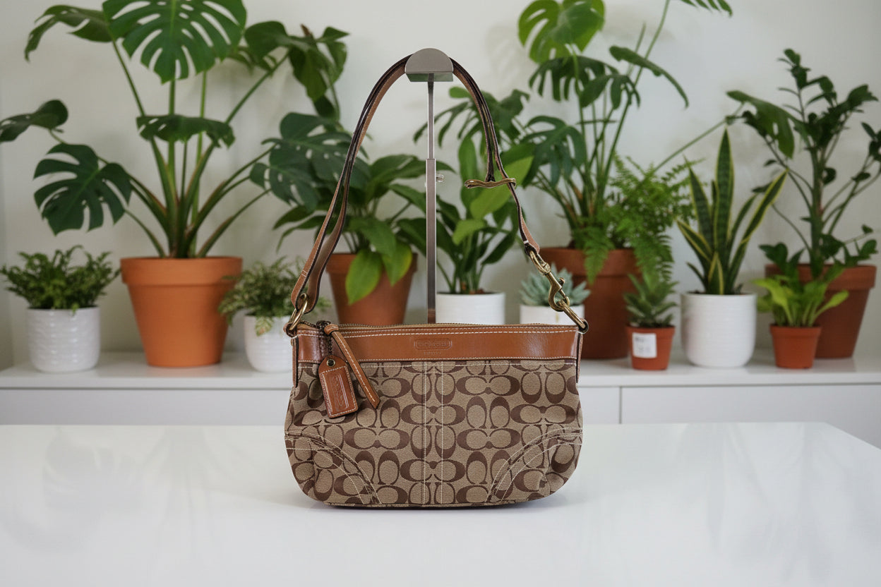 Coach Signature Canvas Shoulder Bag with Zip