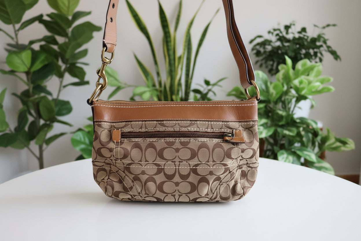 Coach Signature Canvas Shoulder Bag with Zip