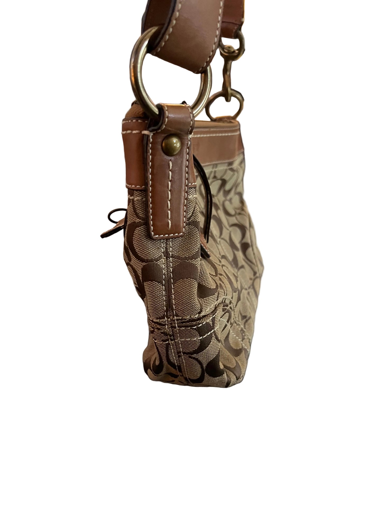 Coach Signature Canvas Shoulder Bag with Zip