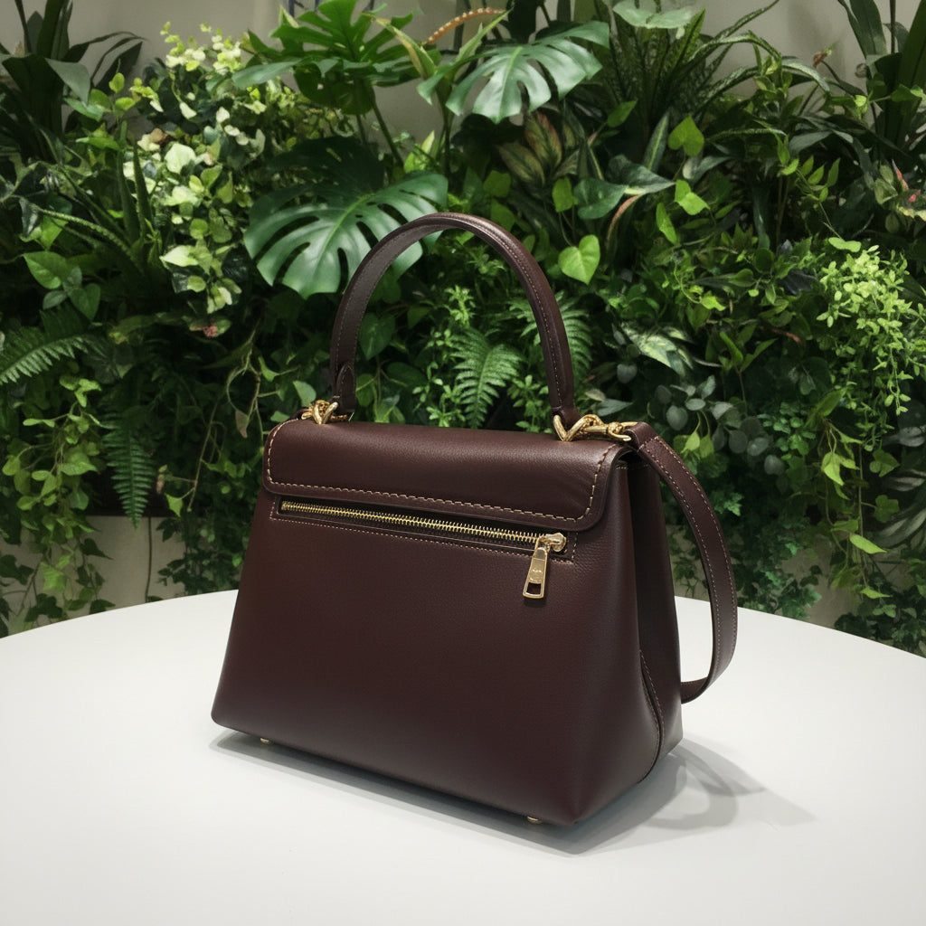 Coach Leather Top Handle Emory Espresso Brown