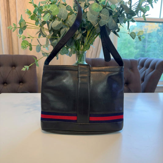 Gucci Vintage Navy Leather Shoulder Bag