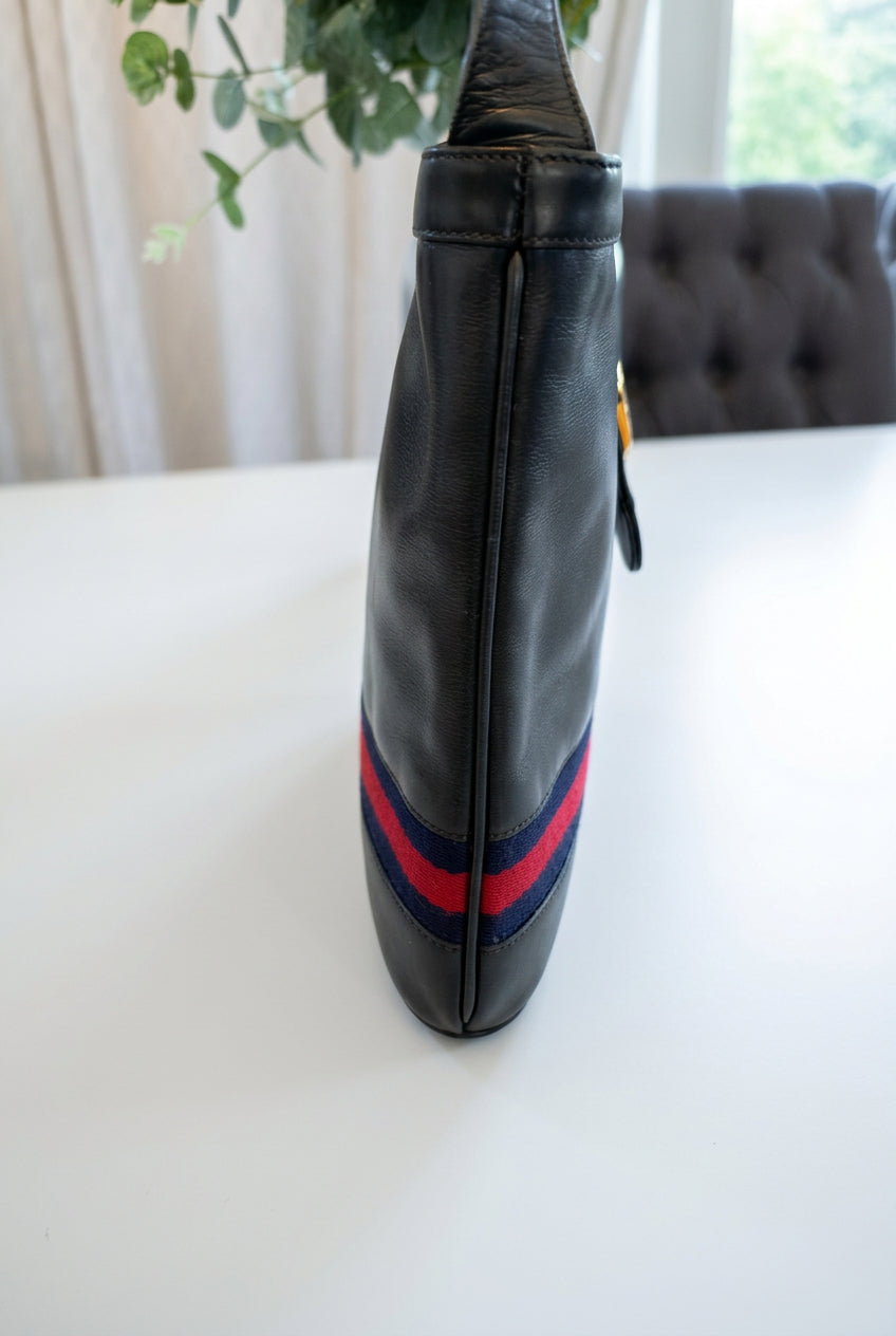 Gucci Vintage Navy Leather Shoulder Bag