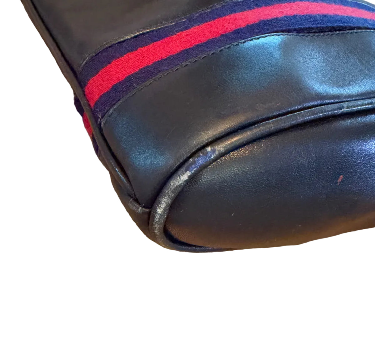 Gucci Vintage Navy Leather Shoulder Bag