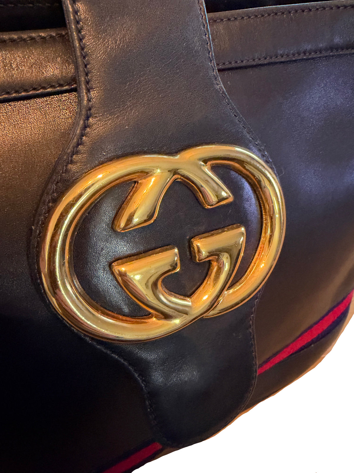 Gucci Vintage Navy Leather Shoulder Bag