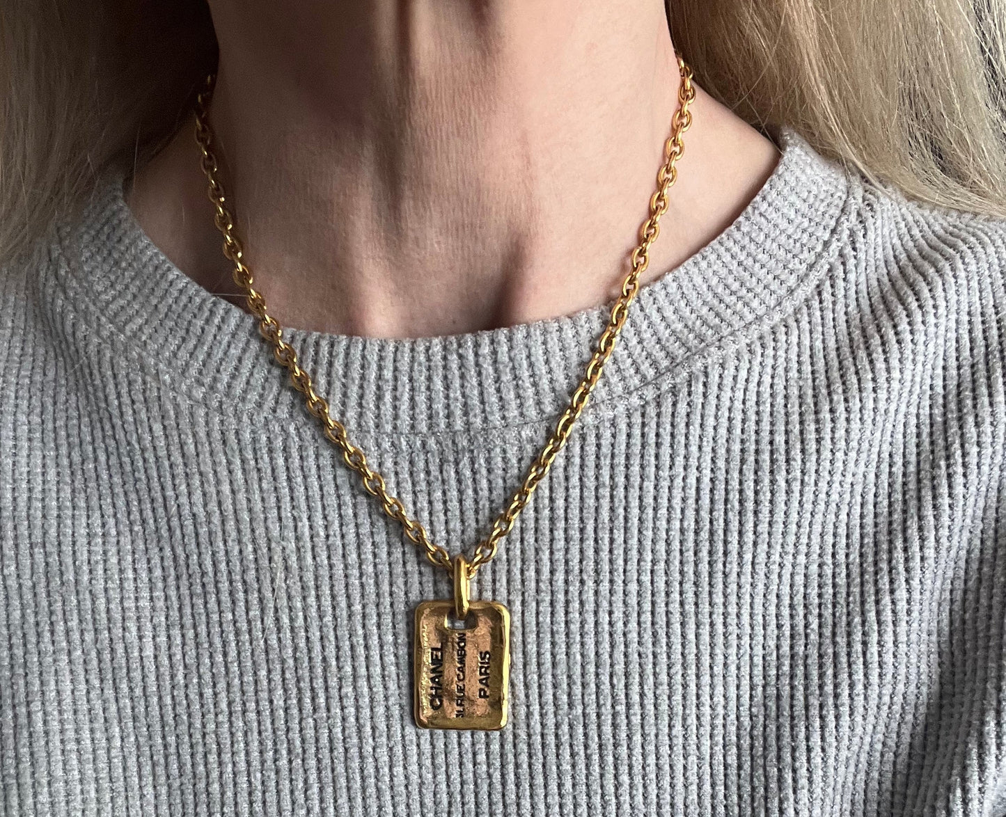 Chanel Vintage Dog Tag Necklace