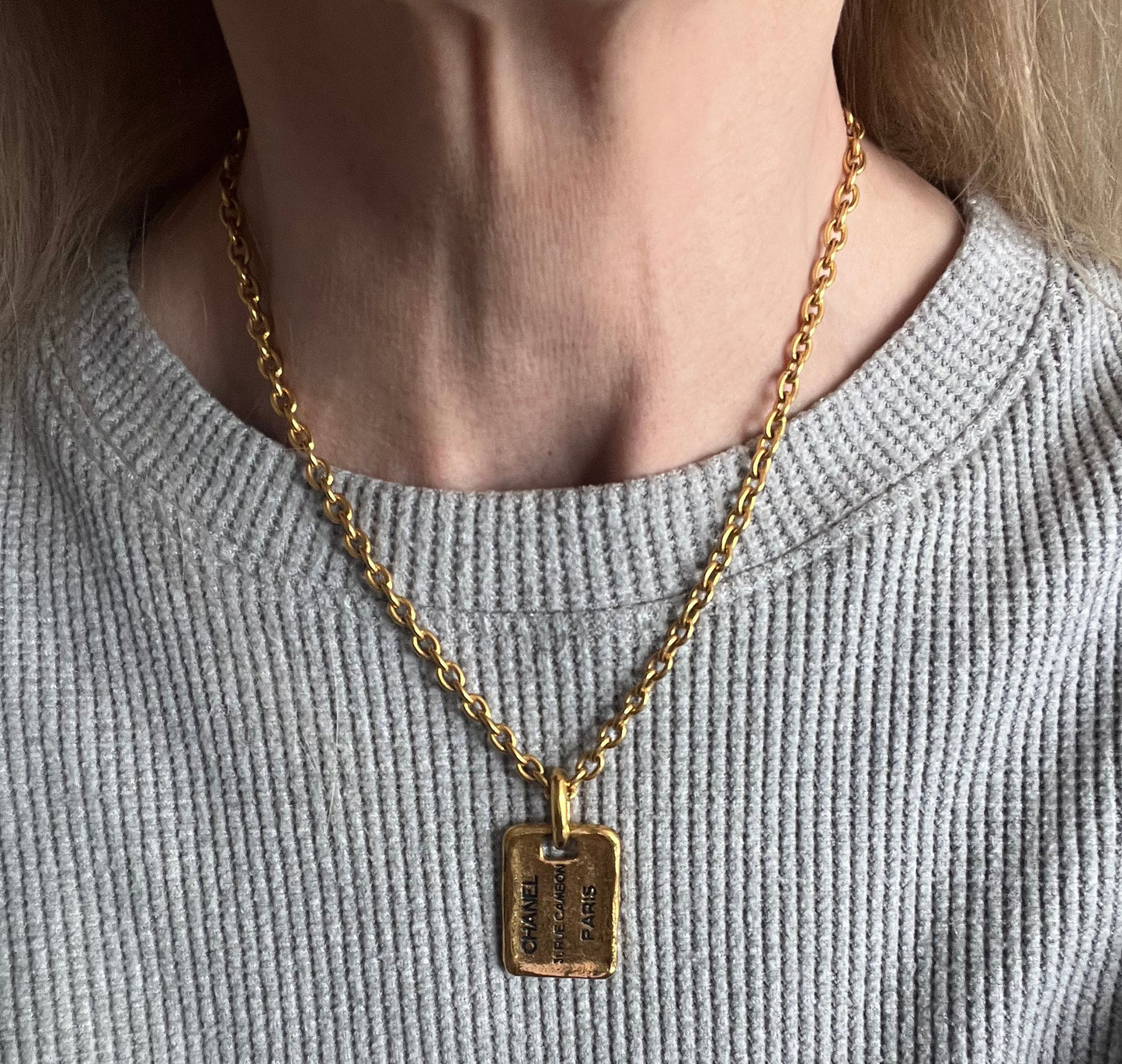 Chanel Vintage Dog Tag Necklace