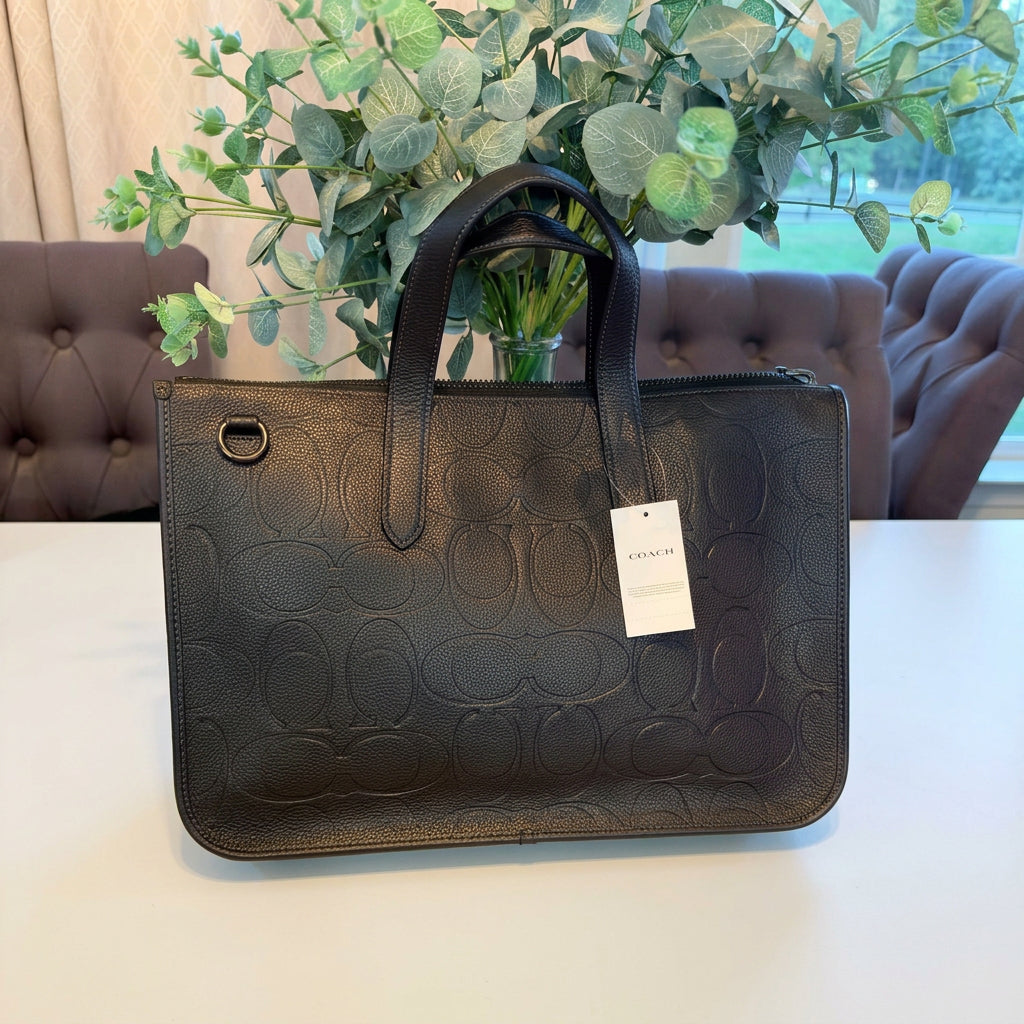 Coach Isaac Embossed Leather Bag