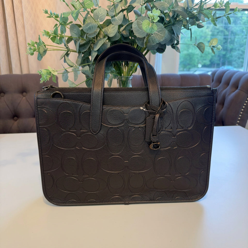 Coach Isaac Embossed Leather Bag