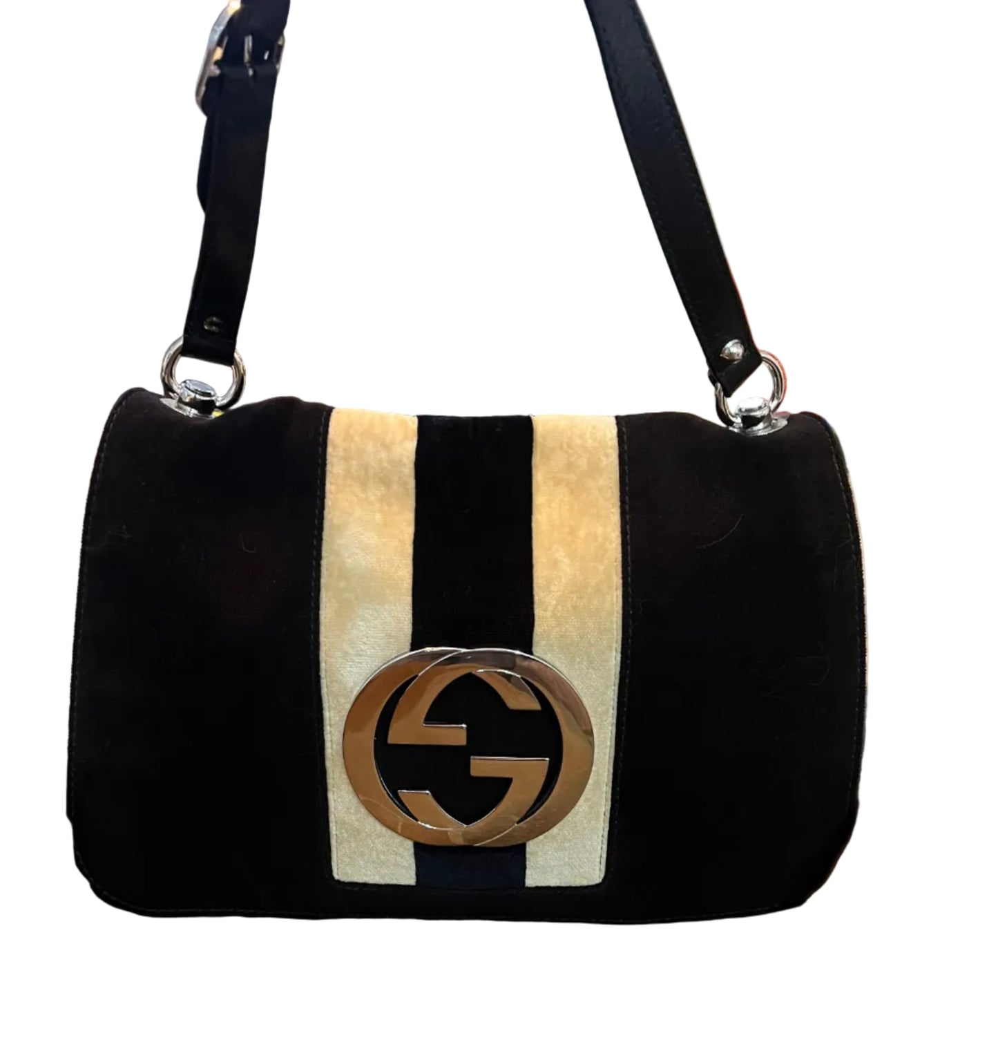 Gucci Velvet Blondie Web Flap Bag
