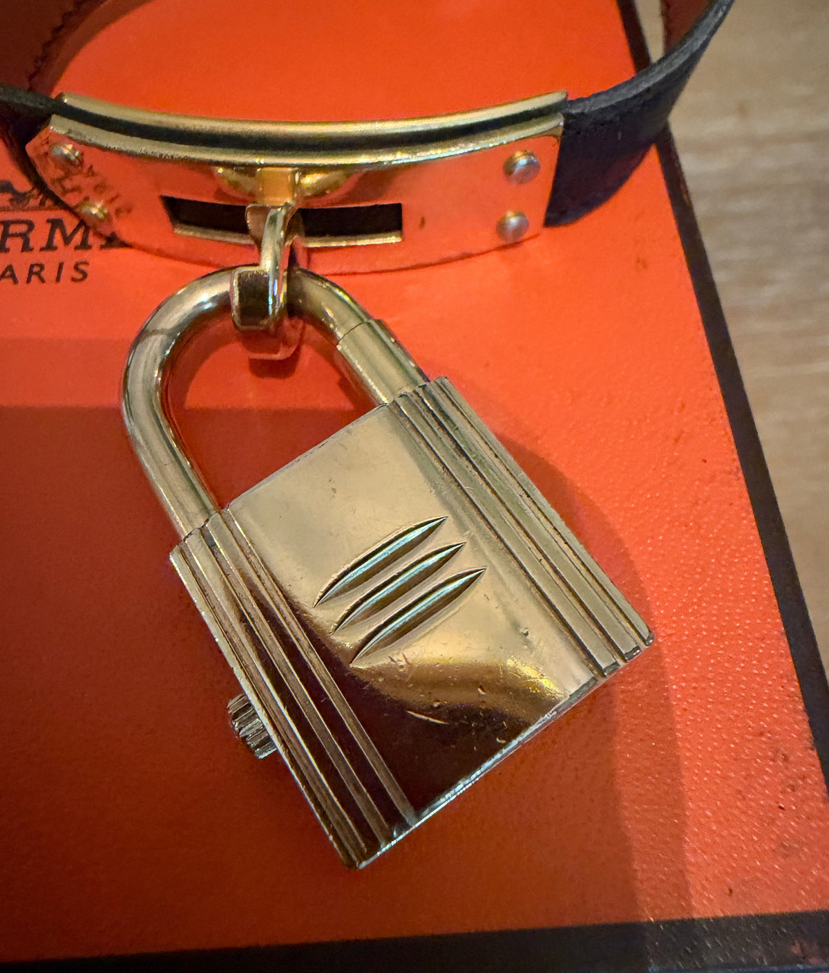 Hermes Vintage Black Kelly Padlock Watch