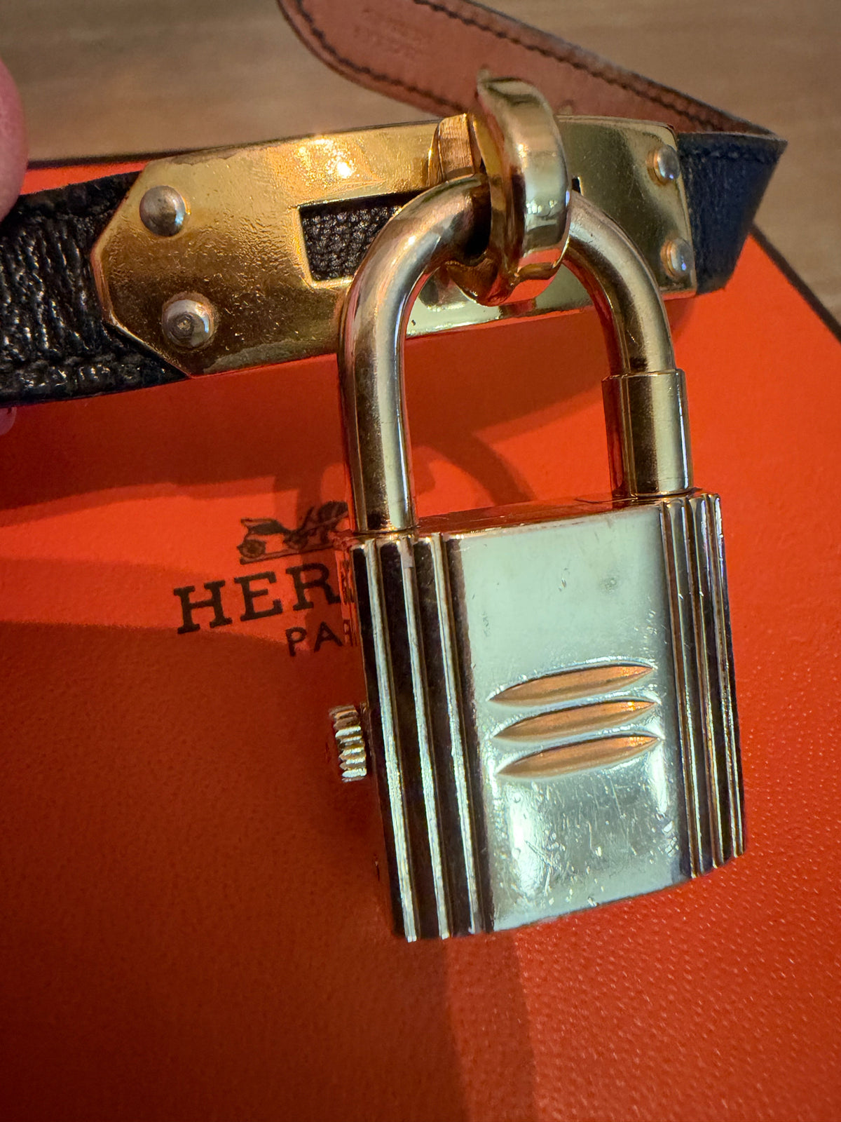 Hermes Vintage Black Kelly Padlock Watch