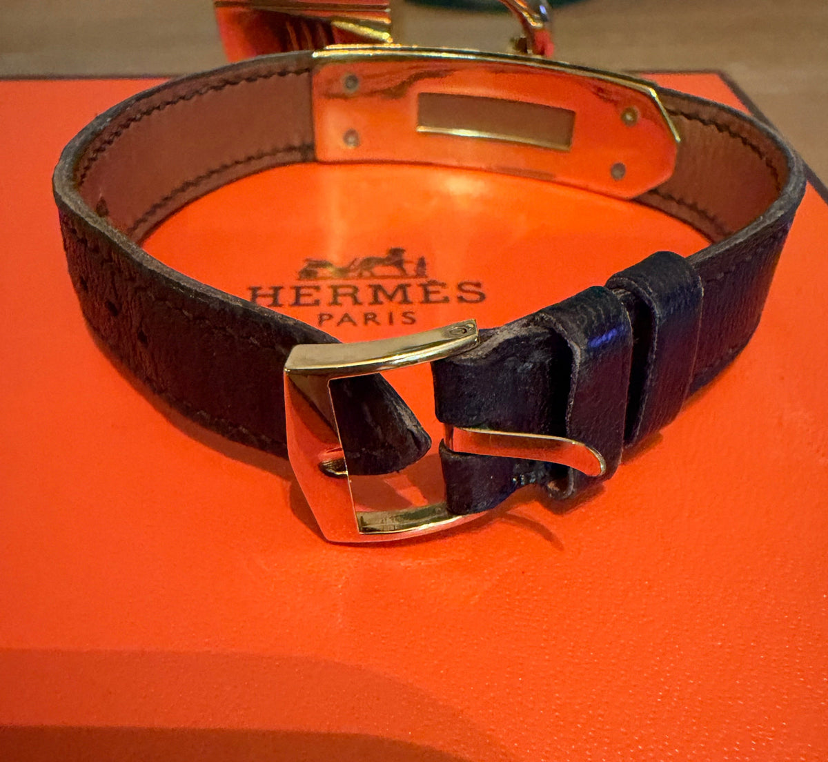Hermes Vintage Black Kelly Padlock Watch